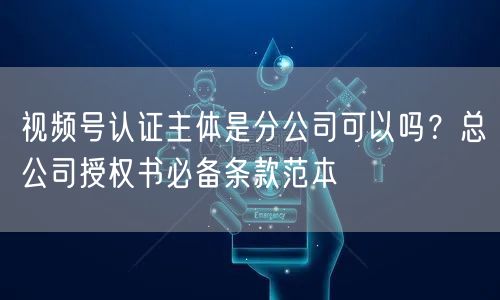 视频号认证主体是分公司可以吗？总公司授权书必备条款范本