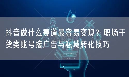 抖音做什么赛道最容易变现？职场干货类账号接广告与私域转化技巧
